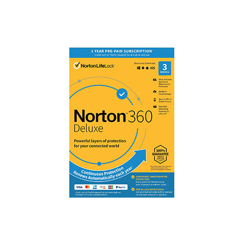 Norton 360 Deluxe – Antivirus software for 3 Devices with Auto Renewal